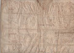 Elizabeth I document from her reign dated 1599 being a property deed for the lease of a cottage and