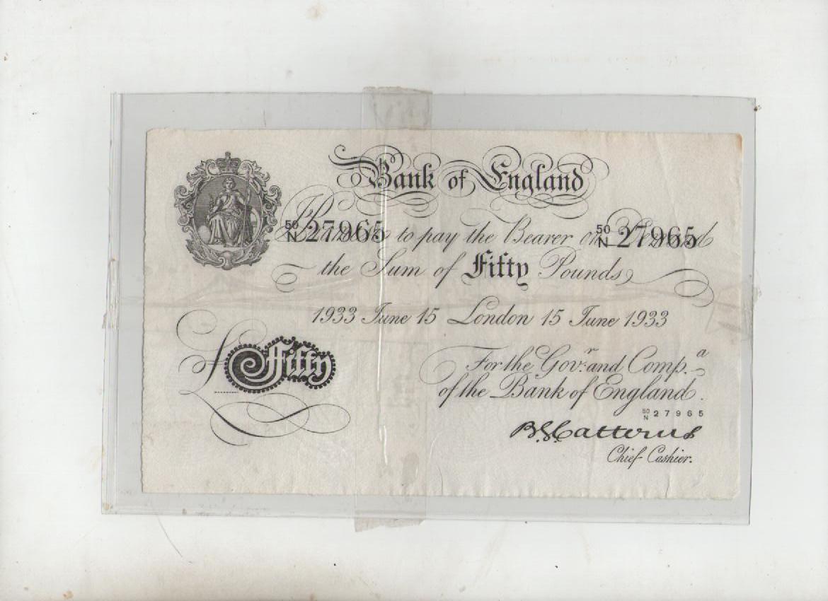 WWII ?Operation Bernhardt? good example of a £50 fake banknote issued by the Nazis in an attempt to