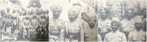 India - Sikh Soldiers Disembarking from a ship arriving in France 1914. A fine postcard of Sikh