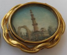 India - Miniature Painting Broach ? finely and exquisitely painted miniature Indian painting on