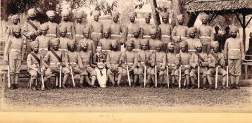 India Panoramic view of Sikh soldiers c1890-1900. Measures 29cm by 13cm