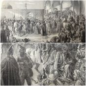 India - Sikh large scale engraving of the Maharajah Ranjit Singh in Court 1858. A superb engraving