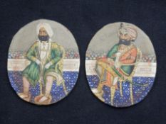 India ? Sikh History. Two finely painted miniatures of The Maharajah Gulab Singh and the Raja of