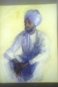 India and the Punjab ? fine large watercolour on paper of a Sikh officer^ France^ signed by artist^