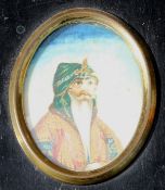 India ? Maharajah Sikh Ranjit Singh Portrait c1850 Framed