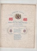 Ephemera ? Royalty ? Windsor Castle. Baptism of Prince Victor 1867. A beautiful programme with gold