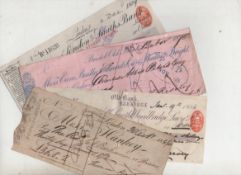 Ephemera ? Banking qty of cheques c1840s to early 20th c^ including issues from various now non-