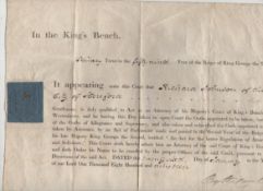 Solicitor?s Admission Certificate 1809 partly printed document with ms insertions on a single leaf