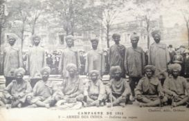 India - Postcard of Sikh Soldiers in France Campaign 1914. A fine postcard of standing and seated