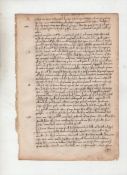 Tudor Manuscript page taken from a Tudor legal work^ written in a neat hand on two sides of a folio