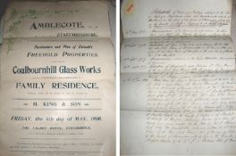 West Midlands ? sale of a glass works group of documents relating to the Coalbournhill Glassworks