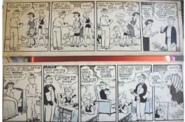 Original Cartoon Artwork four original comic strips^ no cartoonist given^ but of the type