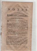 The 1715 Rebellion three printed copies of the Votes of the House of Commons relating to the