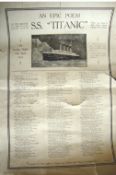 Titanic broadside featuring an epic poem on the Titanic disaster with an inset picture of the
