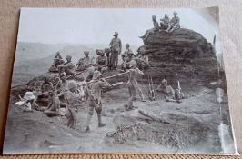 India - Photograph of British soldiers building defences c1890-1900. Size: ca 7.5 x 5.5 cm.