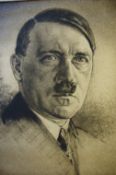 WWII ? Hitler ? Max Bruning etched portrait of Hitler by Max Bruning^ showing him head and