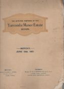 Devon ? Yarcombe Manor Estate printed sales catalogue for the sale of the outlying portions of the