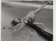 Marilyn Monroe original bw photograph showing Marilyn in swimsuit on Tobey beach. By Andre De