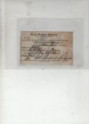 Ephemera - Great Western Railway. Free monthly 1st class ticket for employee. 1859. Issued to this