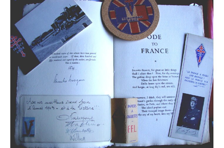 WWII ? Free French in Britain small group of rare ephemera issued during WWII on behalf of the Free