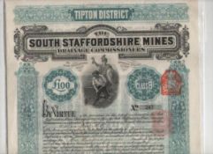 Ephemera ? The South Staffordshire mines drainage commissioners. Certificate for £100 share 1892.