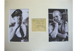 Entertainment ? autograph ? Will Hay signed piece on a slip of paper dated November 1924^ matted
