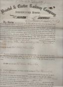 Ephemera ? Bristol and Exeter Railway Company ? 4% loan. Registered Debenture Bond for £1^500.