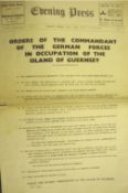 WWII ? Occupation of the Channel Isles edition of the Evening Press for Guernsey dated July 1st