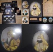 British East India company school portraits of Sikh and Mughal rulers. A large collection of