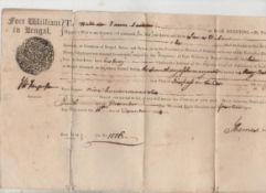 Bengal Arrest Warrants group of four documents 1814-1853 being arrest warrants issued at Fort