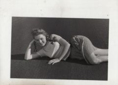 Marilyn Monroe original bw photograph showing Marilyn^ an early image showing her with plaited pig