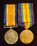 WW1 BWM / Victory KIA Medals: To 26471 Pte Frederick Denney Hampshire Regt KIA 28th March 1918 Arras