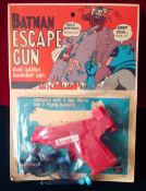 Scarce Lincoln Batman Escape Gun: Dual action gun with darts and launcher wheels housed on