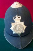 Police Helmet: Somersetshire Constabulary Police helmet having QEII chrome helmet plate complete
