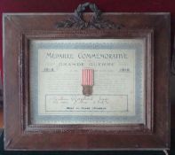 WW1 French Framed Medaille Commemorative De La Grande Guerre Medal: Issued to Louis Goulois 148th