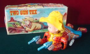 Animated by Wind up Motor Two Gun Tex: Made by T.P.S. Japan, based on Sheriff Tex Tucker from Four