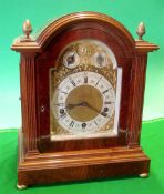 Victorian Mahogany German Bracket Clock: Heavy impressive cased bracket clock with silvered