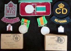 WW2 Man and Wife Medal Group: To consist of Boxed Defence Medal to Mr H. P. Chapman with CD