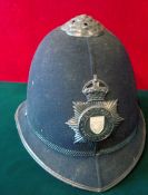 Police Helmet: Derbyshire Constabulary Police helmet having GR VI night helmet plate complete with