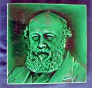 Victorian / Edwardian Ceramic Tile: Featuring an Older Gentleman possibly Charles Darwin in a
