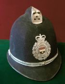 Police Helmet: West Mercia Constabulary Police helmet having QEII chrome helmet plate with enamel