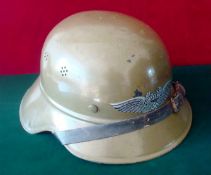 WW2 German Luftschutz Helmet: This is a Green example with Reproduction transfer to front and