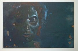 The Eye is in The Window of the Soul Watercolour by John Cleal: Dark but powerful image of an