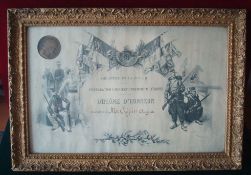 WW1 French Framed Diplome D’ Honneur Medal: Issued by the Ministere De La Guerre (Ministry of War)