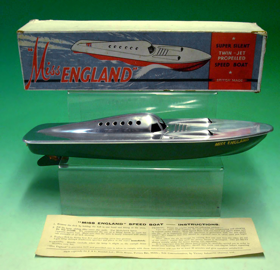 Miss England Twin Jet Propelled Speed Boat: This unused very clean boxed example complete with