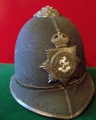 Police Helmet: Kent Constabulary Police helmet having GR VI night helmet plate complete with