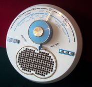 Decca Round Transistor Radio Model TPW 70 10” dia: In Blue and White having MW and LW