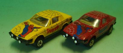 Pair of Scarce Scalextic Spiderman TR7 Cars: Unboxed but great unused condition cars Red and