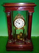 Gustav Becker Mahogany Portico Clock: Impressive four column glass cone clock with gilt finish