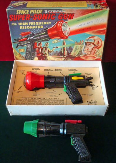 Merit “Space Pilot” 3 colour Super-Sonic Gun: Black with Red lens cover, includes sight and